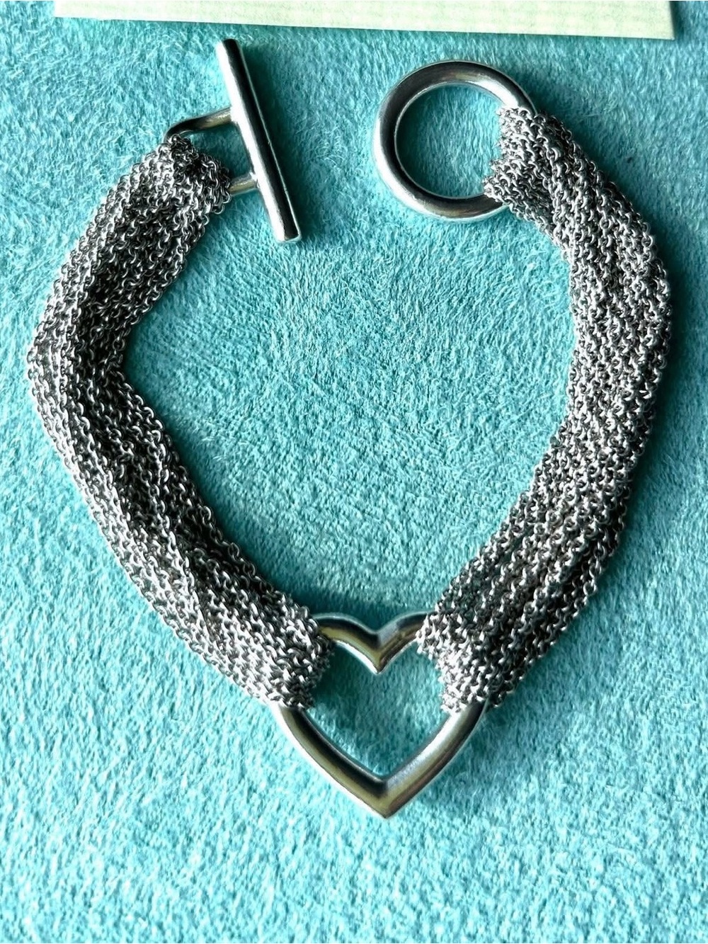 Tiffany & Co. Silver Heart Multi-Chain Toggle Bracelet